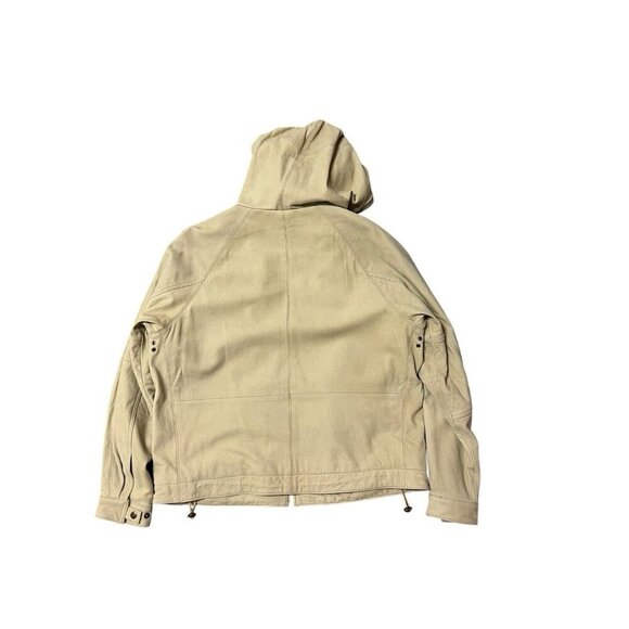 Territory Ahead Leather Jacket Hooded Suede Coat Cream Small Classic Neutral - Picture 8 of 12